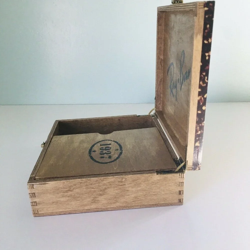 Ray Ban Sunglasses Havana Wooden Storage Case Box